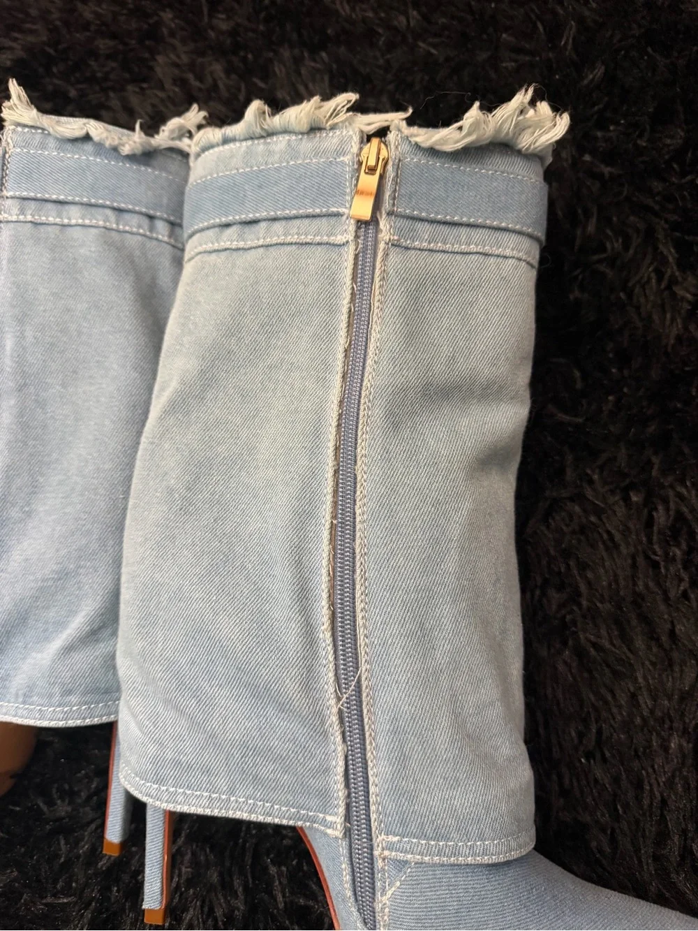 Light Wash Denim Pointed Toe Stiletto Booties